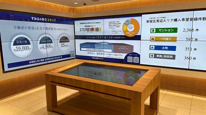 Ｇ.Ａ.タワーの店頭パネル＆デジタルサイネージ